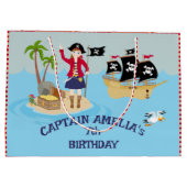 海賊船誕生日パーティーのキャプテン ラージペーパーバッグ (裏面)
