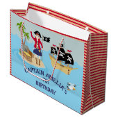 海賊船誕生日パーティーのキャプテン ラージペーパーバッグ (正面アングル)