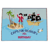 海賊船誕生日パーティーのキャプテン ラージペーパーバッグ (正面)