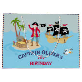 海賊船誕生日パーティーのキャプテン ラージペーパーバッグ (裏面)