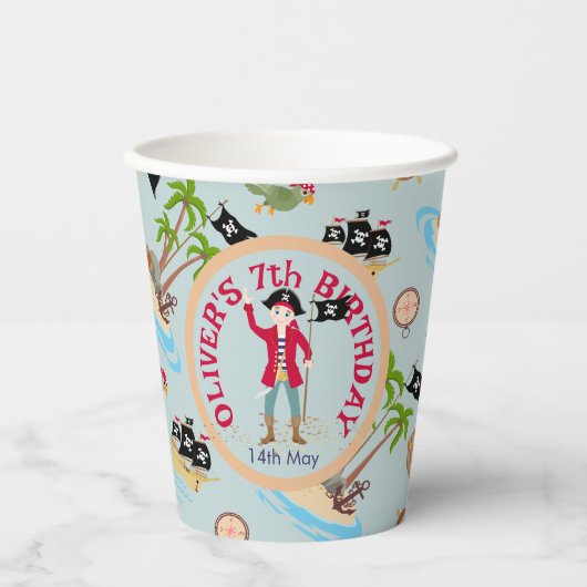 海賊船誕生日パーティーのキャプテン 紙コップ (正面)