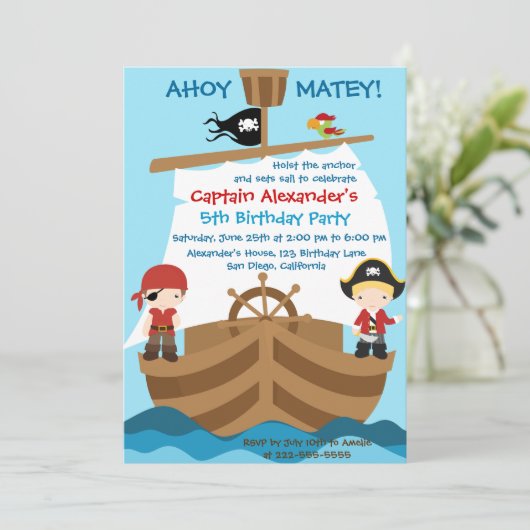 海賊船誕生日パーティーへの招待 招待状 (スタンド正面)