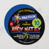海賊船誕生日パーティー招待招待状 招待状 (正面/裏面)