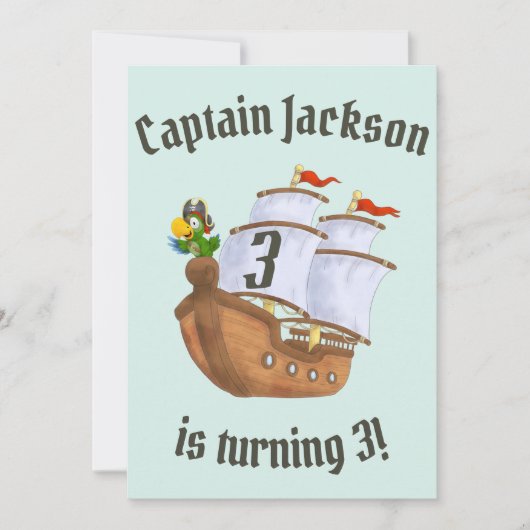 海賊船誕生日名&年齢 招待状 (正面)