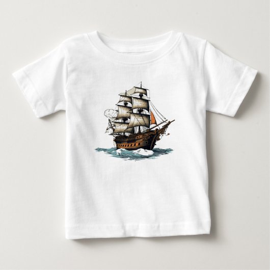 海賊船8歳の誕生日おめでとう！ ベビーTシャツ (正面)
