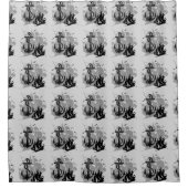 海賊船&いかりブラックシルエットカーテン3 シャワーカーテン (正面)