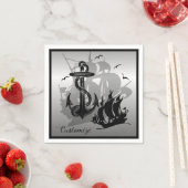 海賊船&いかりブラックシルエットナプキンス2 スタンダードカクテルナプキン (インサイチュ)