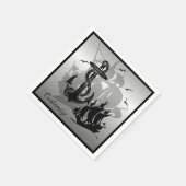 海賊船&いかりブラックシルエットナプキンス2 スタンダードカクテルナプキン (角)