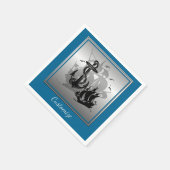 海賊船&いかりブラックシルエットナプキンス4 スタンダードカクテルナプキン (角)