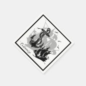 海賊船&いかりブラックシルエットナプキンス スタンダードカクテルナプキン (角)