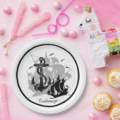 海賊船&いかりブラックシルエット紙プレート ペーパープレート (パーティー)