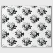 海賊船&いかりブラックシルエット紙 ラッピングペーパー (フラット)