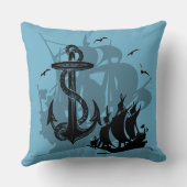 海賊船&いかりブラックシルエット装飾用クッション クッション (裏面)