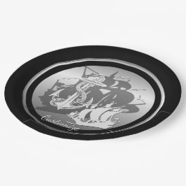 海賊船&いかりホワイトシルエットプレート2 ペーパープレート