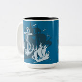 海賊船&いかりホワイトシルエットマグ ツートーンマグカップ (正面左)