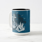 海賊船&いかりホワイトシルエット ツートーンマグカップ (正面左)
