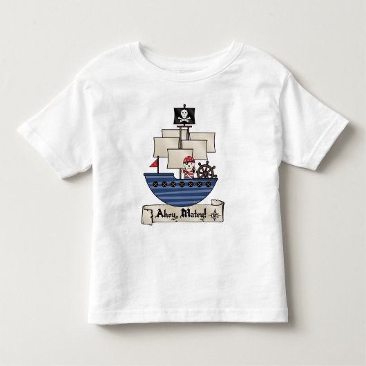 海賊船|の骨組スカルの海賊Matey | Ahoy! トドラーTシャツ (正面)