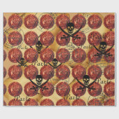 海賊船，スカル，剣，海賊の宝石図 ラッピングペーパー (フラット)