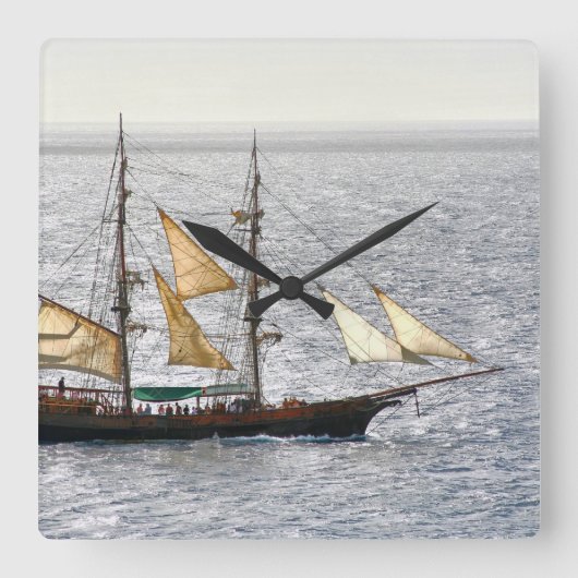 海賊船 スクエア壁時計 (正面)