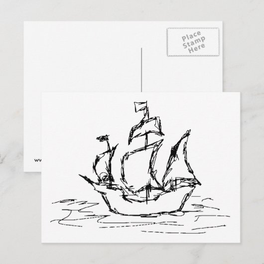 海賊船。 ポストカード (正面/裏面)