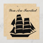 海賊船。 帆船 招待状 (正面/裏面)
