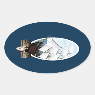 海賊船 楕円形シール