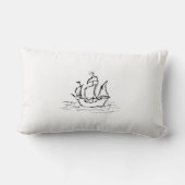 海賊船。 白黒。 ランバークッション (裏面)