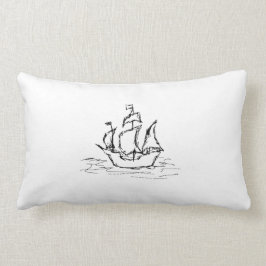 海賊船。 白黒。 ランバークッション