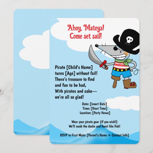 海賊誕生会 招待状 (正面/裏面)