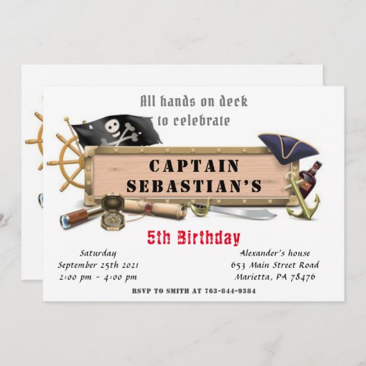 海賊誕生会 招待状 (正面/裏面)