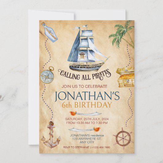 海賊誕生会 招待状 (正面)