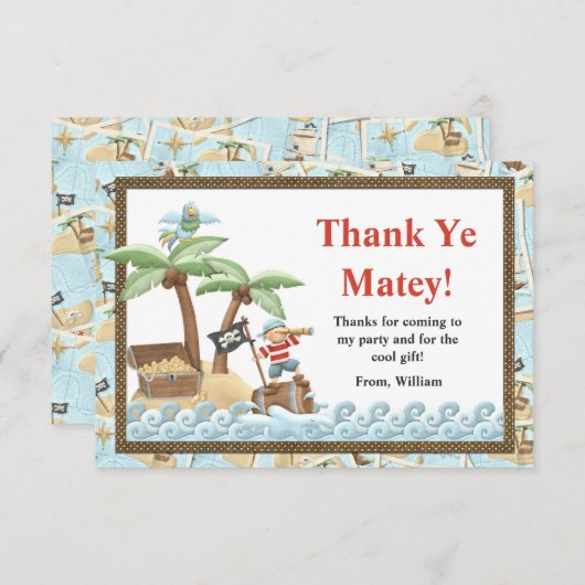 海賊誕生日のサンキューカード サンキューカード (正面/裏面)