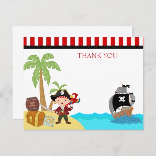 海賊誕生日はノート感謝していしています サンキューカード (正面/裏面)