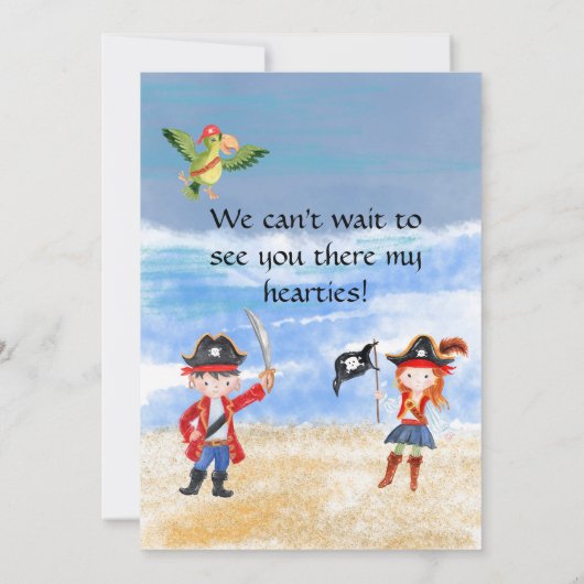 海賊誕生日をテーマにしたパーティー宝狩り 招待状 (裏面)