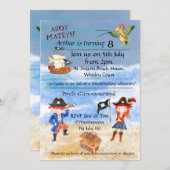 海賊誕生日をテーマにしたパーティー宝狩り 招待状 (正面/裏面)