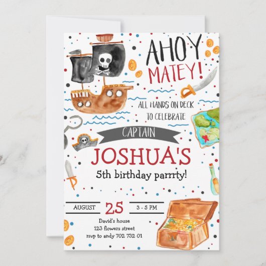 海賊誕生日アホイ海賊ボーイパーティー 招待状 (正面)