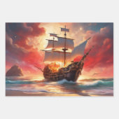 海賊誕生日ジフトラップ違う3 ラッピングペーパーシート (正面3)