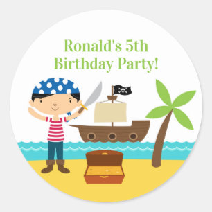 海賊誕生日パーティステッカー ラウンドシール