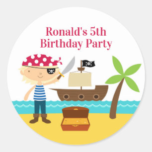 海賊誕生日パーティステッカー ラウンドシール