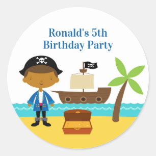 海賊誕生日パーティステッカー ラウンドシール