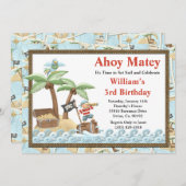 海賊誕生日パーティーの招待 招待状 (正面/裏面)