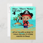 海賊誕生日パーティーへの招待 インビテーションポストカード (正面/裏面)