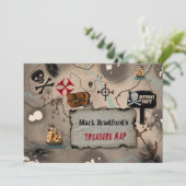 海賊誕生日パーティーへの招待 – 宝庫の地図 招待状 (スタンド正面)