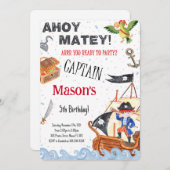 海賊誕生日パーティーへの招待 招待状 (正面/裏面)