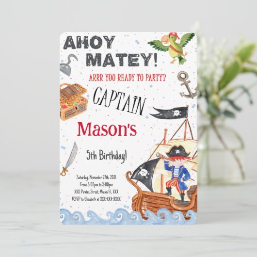 海賊誕生日パーティーへの招待 招待状 (スタンド正面)