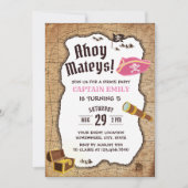 海賊誕生日パーティーガールアドベンチャーマップ 招待状 (正面)