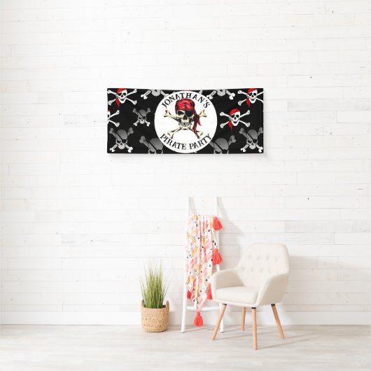 海賊誕生日パーティースカル 横断幕 (インサイチュ)
