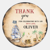 海賊誕生日パーティーステッカー ラウンドシール (正面)