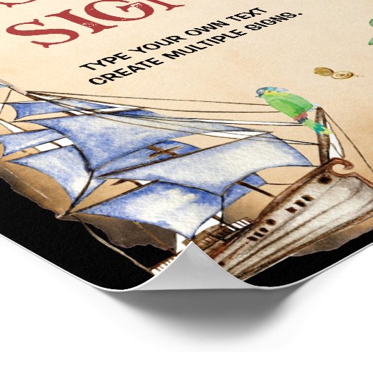 海賊誕生日パーティーテーブルのサイン ポスター (角)