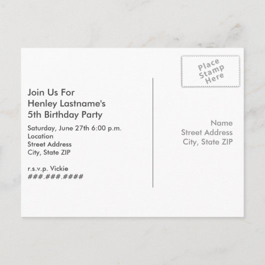 海賊誕生日パーティーポストカード招待状 インビテーションポストカード (裏面)